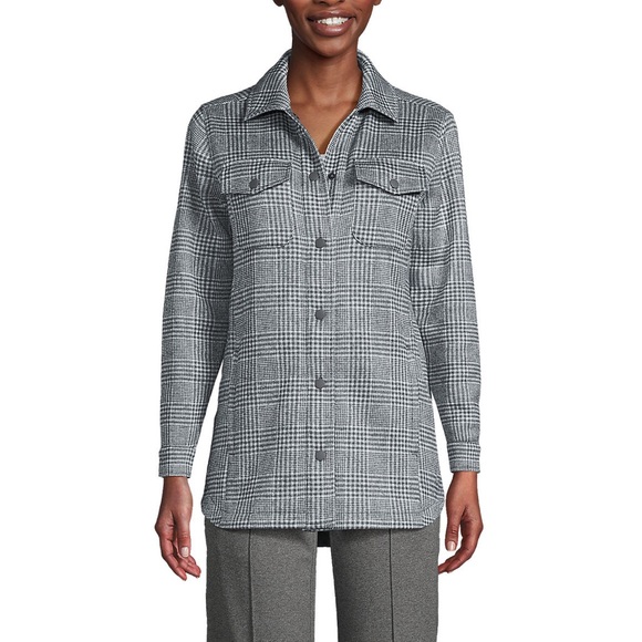 NWOT Lands’ End Glen Plaid Sweater Fleece Shirt Jacket - Picture 4 of 12